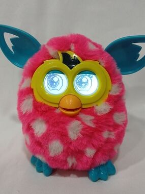 Furby Boom Plush Electronic Toy Hot Pink with Polka Dots Hasbro 2012 Works EUC